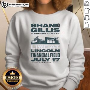 Awesome Shane Gillis and special guests live at Lincoln Financial Field, July 17, wearing themed sweatshirts.