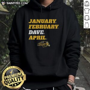 Official North Dakota State Bison hoodie in January-February style, designed by Dave April, showcasing team pride.