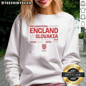 England Lionesses sweatshirt featuring Futsal design, showcasing team spirit during the England vs Slovakia match.