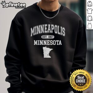 Premium Minneapolis Minnesota Est 1867 varsity sweatshirt showcasing classic collegiate style and vibrant colors.
