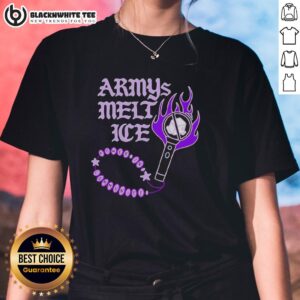 Alt Text: Funny BTS Army's Melt Ice Power Community Lightstick Ladies Tee, showcasing a playful design for devoted fans.