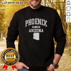 Pretty Phoenix Arizona Est 1881 varsity sweatshirt featuring vibrant colors and classic design, perfect for casual wear.