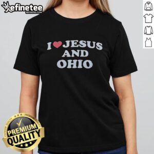 Official I Love Jesus and Ohio Ladies Tee in vibrant colors, perfect for expressing faith and state pride.