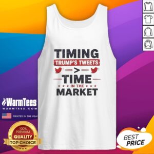 Good Timing Trumps Tweets Time In The Market Tank Top featuring a bold graphic design and stylish fit for casual wear.