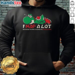 Cozy 'Good I Nap A Lot' Mario Yoshi hoodie, perfect for gamers seeking comfort while enjoying their favorite pastime.