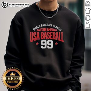 USA Baseball 99 Stars Sweatshirt featuring Captain America design for the World Baseball Classic fans.