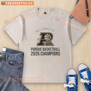 Good Purdue Boilermakers Basketball 2026 Champions Logo on a washed t-shirt, showcasing team pride and style.