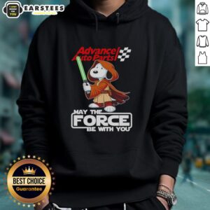 Alt Text: Cute Snoopy hoodie from Advance Auto Parts with 'May the Force Be With You' design, perfect for fans and cozy wear.