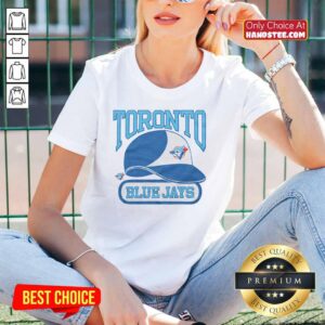 Premium Toronto Blue Jays hat with Homage logo on a stylish ladies tee, perfect for baseball fans.