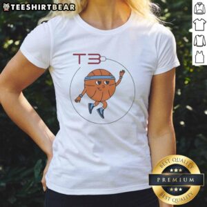 Premium T3 Basketball Mascot Logo on a stylish ladies tee, perfect for sports fans and team spirit enthusiasts.