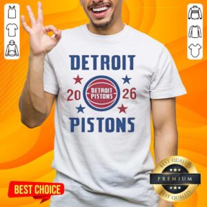 Premium Detroit Pistons Playoffs '26 Stars T-Shirt featuring bold team graphics and a stylish design for fans.