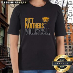 Top Pitt Panthers Volleyball logo overlay on a stylish ladies tee, perfect for fans and athletes.