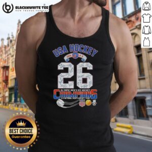 Good USA Hockey 2026 tank top featuring signatures of Olympic Men's Ice Hockey Champions. Perfect for fans and collectors.