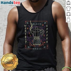 Premium Black Magic Coffee Tank Top featuring a stylish design for coffee lovers, perfect for casual wear.