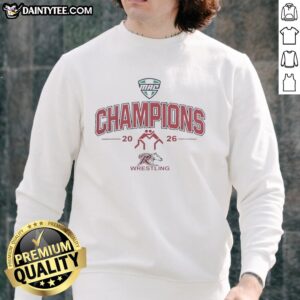 Good Rider Broncs Mac Wrestling Champions 2026 sweatshirt featuring bold graphics and a comfortable fit for fans.