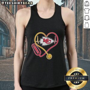 Top Nurse Heartbeat X Kansas City Chiefs Logo Tank Top featuring a vibrant design for nursing fans and football enthusiasts.