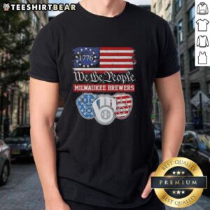 Top We The People Milwaukee Brewers T-Shirt featuring 'American Since 1776' graphic, perfect for sports fans and patriots.