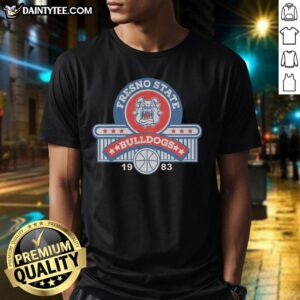 Vintage 1983 Fresno State Basketball T-Shirt featuring classic logo and retro design, perfect for sports apparel collectors.