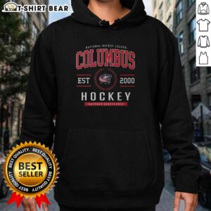 Awesome Columbus Blue Jackets Hockey legacy crest hoodie in navy blue, showcasing team pride and style.