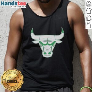 Alt Text: Awesome Chicago Bulls white logo tank top for St. Patrick's Day, perfect for fans celebrating in style.