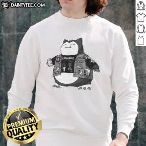 Cool Snorlax sludge metal band sweatshirt featuring vibrant graphics for Pokemon fans and music lovers.