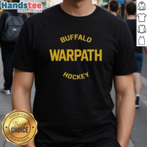 Alt Text: Nice Buffalo Warpath Hockey T-Shirt featuring bold graphics and vibrant colors, perfect for fans and casual wear.