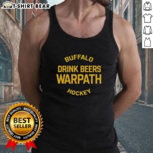 Buffalo drink beers in stylish Warpath Hockey tank top, perfect for game day and summer gatherings.