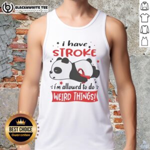 Lazy panda wearing a red ribbon tank top, striking a quirky pose, showcasing its adorable personality and charm.