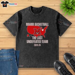 Alt Text: Nice Miami Redhawks Last Undefeated Team washed t-shirt featuring vibrant team colors and logo, perfect for fans.