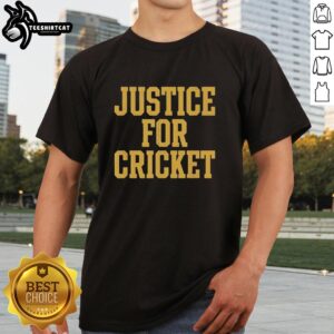 Good Justice For Cricket Retro T-Shirt featuring vintage cricket graphics and bold typography on a stylish tee.