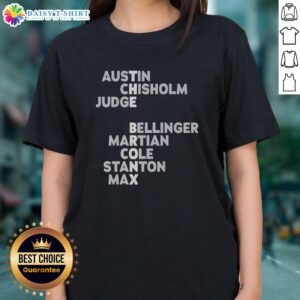 Official Bronx New York Yankees Austin Judge Stanton ladies tee featuring team logo and stylish design for fans.