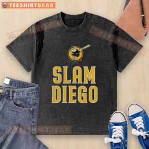 Official San Diego Padres Slam Diego Washed T-Shirt in navy blue, perfect for fans supporting their team.