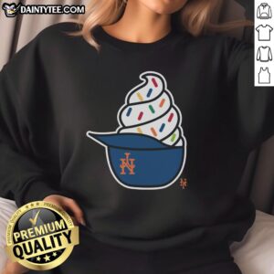 Cozy New York Mets ice cream sweatshirt featuring team colors and logo, perfect for fans and chilly days.
