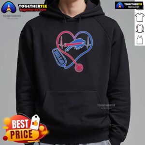 Awesome Nurse Heartbeat X Buffalo Bills Logo Hoodie showcasing a unique design for sports fans and healthcare heroes.