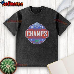 Original Florida Gators 2025 SEC Women's Gymnastics Champions washed t-shirt in blue, celebrating team victory.