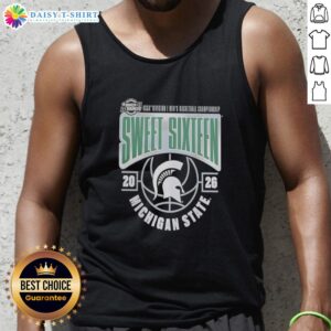 Alt Text: Original Michigan State Spartans 2026 NCAA Men's Basketball Tournament Sweet 16 tank top showcasing team spirit.