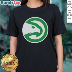 Women's Atlanta Hawks white logo tee for St. Patrick's Day, featuring a stylish design perfect for fans.