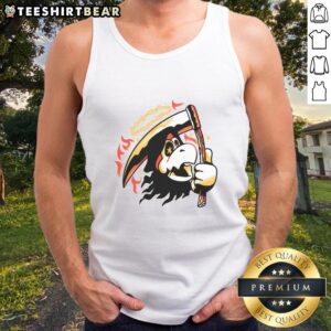 Trendy Pretty Still Kickin' Ther Reaper tank top featuring a bold graphic design, perfect for casual outfits.