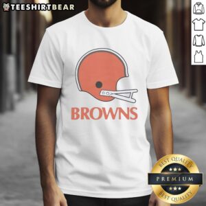 Awesome Cleveland Browns football logo displayed on a big helmet t-shirt, perfect for fans and game day wear.