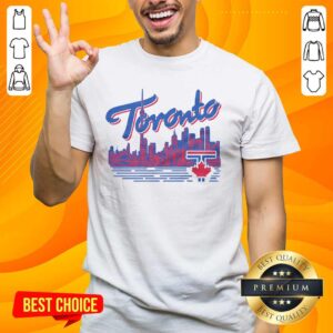 Premium Toronto Blue Jays City Skyline Homage T-Shirt featuring a stylish design of Toronto's skyline and team colors.