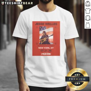 Alt Text: Jesse Welles Red Tour 2026 North America poster on a trendy t-shirt featuring city dates and vibrant design.