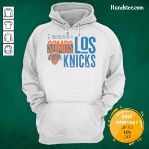 Official New York Knicks Noches Ene Be A Somos Los Knicks Hoodie in vibrant blue with team logo and stylish design.