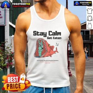 Stay Calm Get Eaten Diver Tank Top showcasing humor for bad decisions in a fun ocean-themed design.