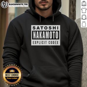 Stylish Nice Satoshi Nakamoto Explicit Codex Hoodie featuring unique cryptocurrency-inspired design.