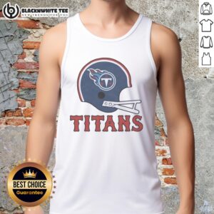 Alt Text: Top Tennessee Titans football logo displayed on a big helmet tank top, perfect for fans and game day attire.