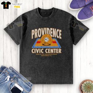 Original Providence Civic Center home of the Providence Friars RI washed t-shirt featuring vibrant team colors and logo.