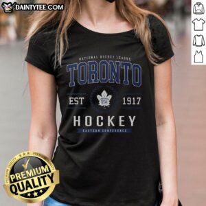 Toronto Maple Leafs hockey legacy crest on a stylish ladies tee, perfect for fans celebrating their team spirit.