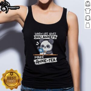 Good Anxie Tea Panda Tank Top featuring a cute panda design for anxiety relief and comfort in casual wear.