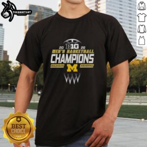 Alt Text: Premium Michigan Wolverines 2026 Big Ten Men's Basketball Champions T-Shirt featuring team colors and logo.