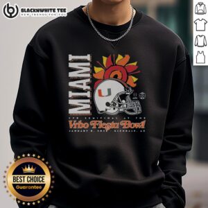 Good Miami 2026 Fiesta Bowl sweatshirt featuring vibrant colors and bold logo, perfect for game day fans.